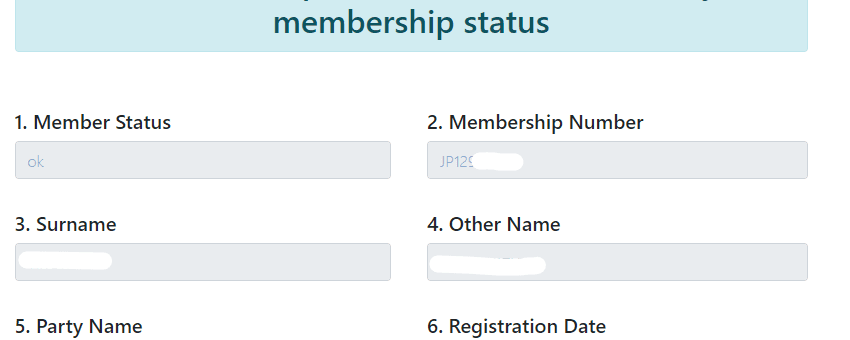Check your political party membership status online