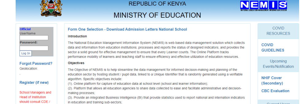 NEMIS Portal Guide: How To Register & Login