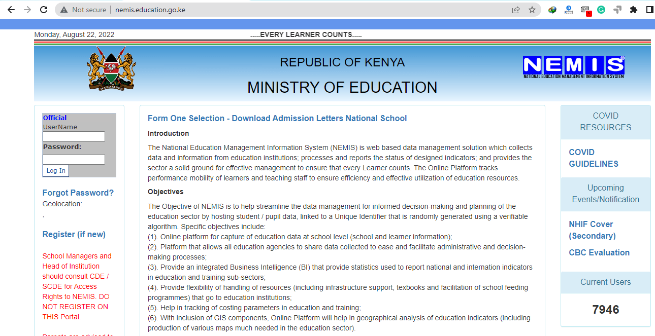NEMIS Portal Guide: How To Register & Login