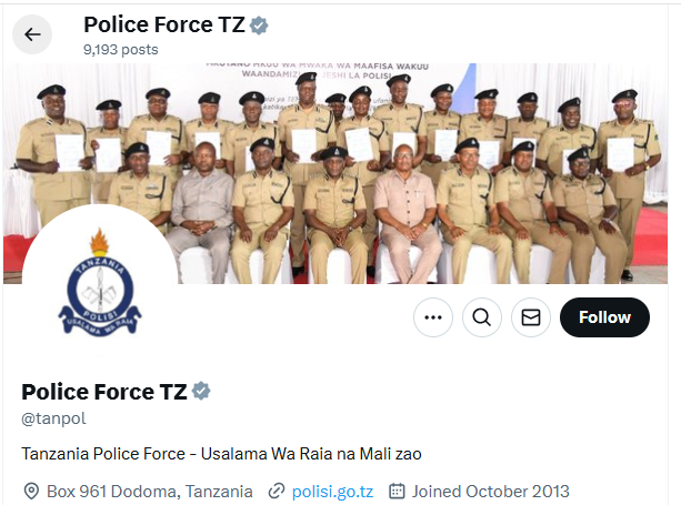 Tanzania Police Force X Account Hacked, False Report of President's Death Circulates